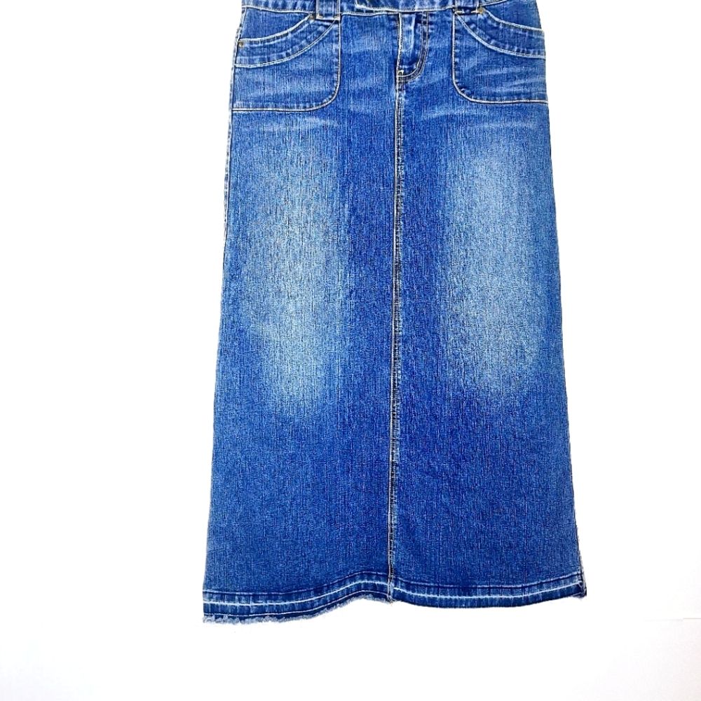 Bohemian brand Kama " The Bohemian in Denim." Denim maxi skirt size 3.
